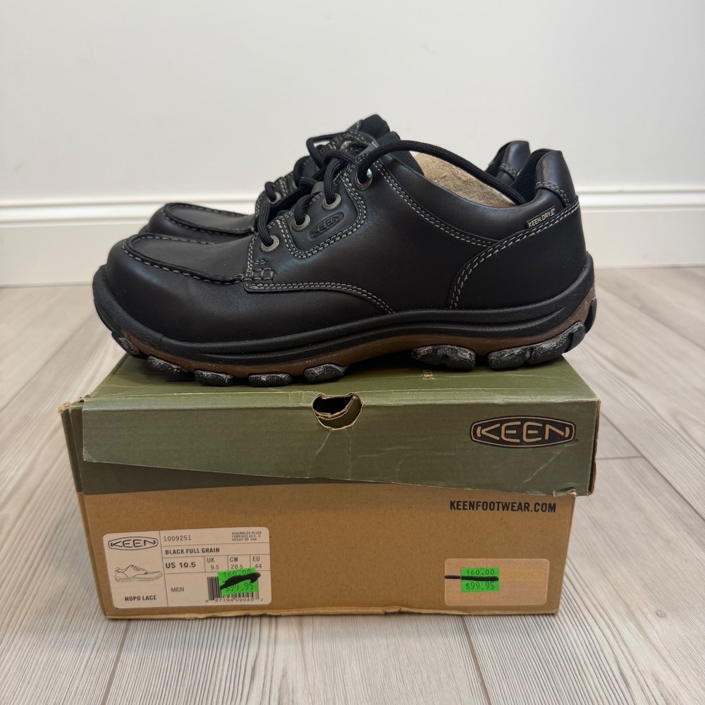 KEEN Nopo Lace Men 10.5 Black Full Grain Leather Waterproof Oxford Shoes 1009251